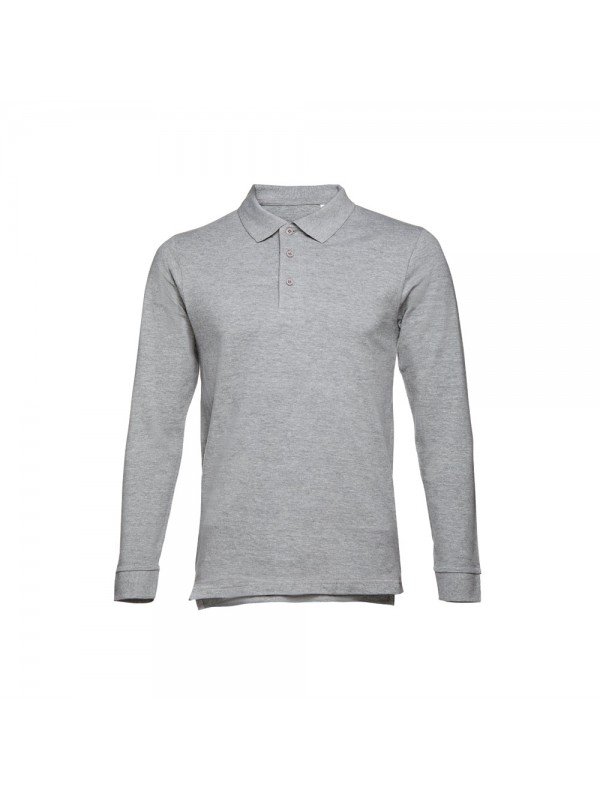 THC BERN 3XL II. Polo a manica lunga da uomo - Grigio chiaro mélange