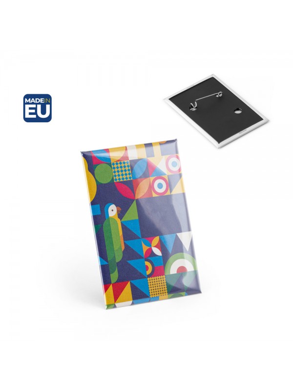 Button P'IN 13. Button P'IN 13. Pin rettangolare verticale con spilla