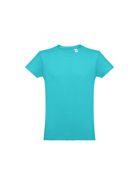 THC LUANDA. T-shirt da uomo in formato tubolare di cotone - Turchese THC LUANDA. T-shirt da uomo in formato tubolare di cotone - Turchese