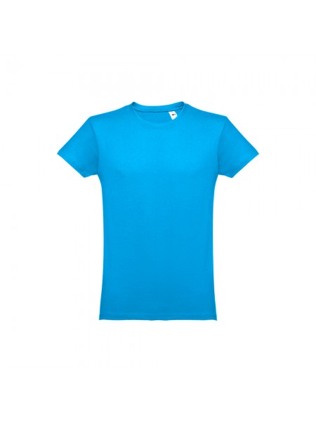 THC LUANDA. T-shirt da uomo in formato tubolare di cotone - Azzurro mare THC LUANDA. T-shirt da uomo in formato tubolare di cotone - Azzurro mare