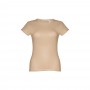 THC SOFIA. T-shirt sfiancata da donna in cotone - Marrone chiaro
