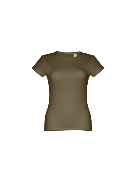 THC SOFIA. T-shirt sfiancata da donna in cotone - Verde militare THC SOFIA. T-shirt sfiancata da donna in cotone - Verde militare
