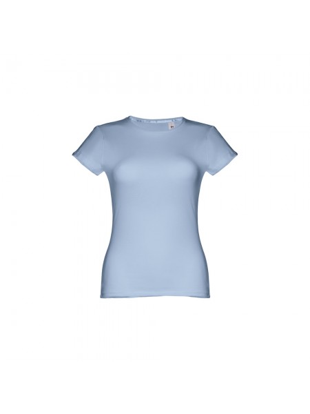 THC SOFIA. T-shirt sfiancata da donna in cotone - Celeste pastello THC SOFIA. T-shirt sfiancata da donna in cotone - Celeste pastello