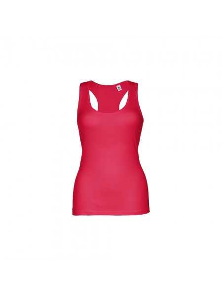THC TIRANA. T-shirt da donna senza maniche in cotone - Rosso