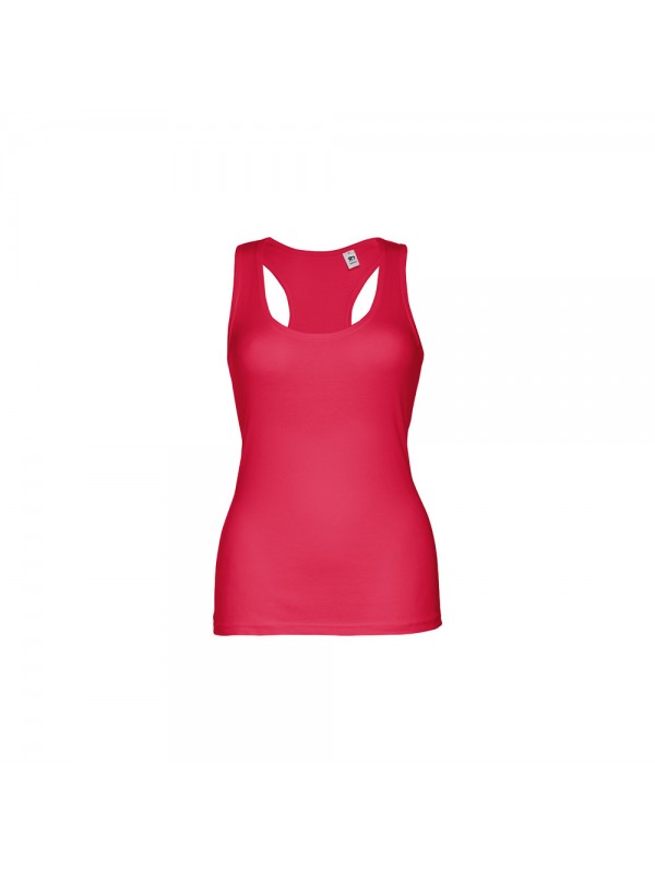 THC TIRANA. T-shirt da donna senza maniche in cotone - Rosso