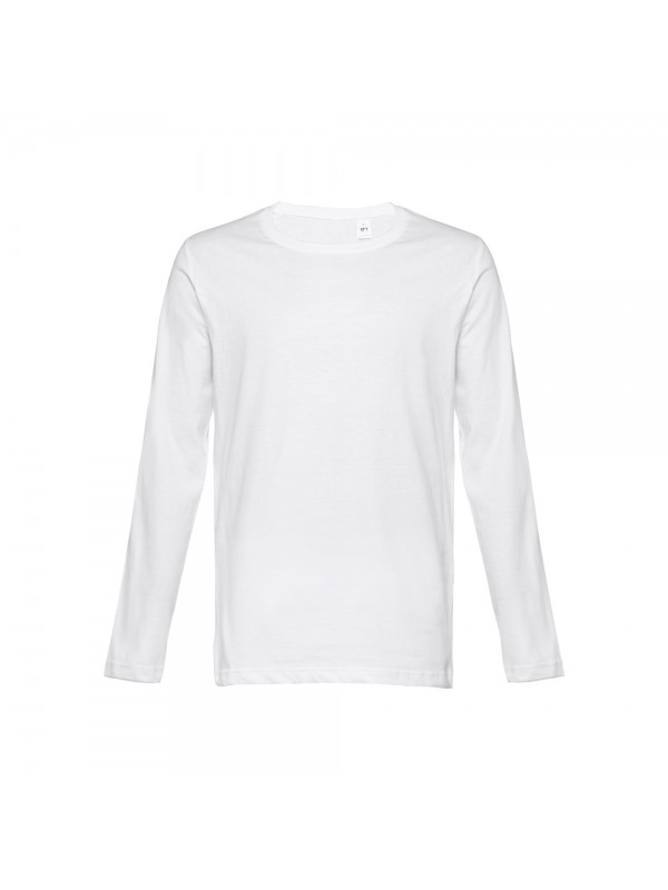 THC BUCHAREST WH. T-shirt da uomo in cotone a maniche lunghe - Bianco THC BUCHAREST WH. T-shirt da uomo in cotone a maniche lunghe - Bianco