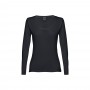 THC BUCHAREST WOMEN. T-shirt da donna sfiancata a maniche lunghe in cotone - Nero