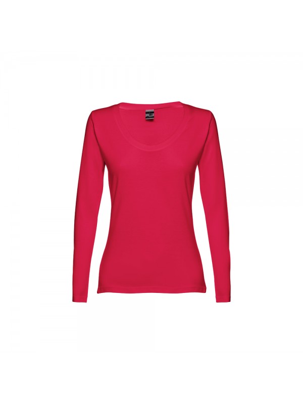 THC BUCHAREST WOMEN. T-shirt da donna sfiancata a maniche lunghe in cotone - Rosso THC BUCHAREST WOMEN. T-shirt da donna sfiancata a maniche lunghe in cotone - Rosso