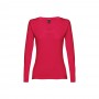 THC BUCHAREST WOMEN. T-shirt da donna sfiancata a maniche lunghe in cotone - Rosso