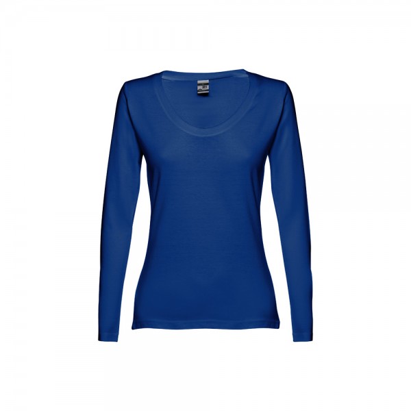 THC BUCHAREST WOMEN. T-shirt da donna sfiancata a maniche lunghe in cotone - Blu reale