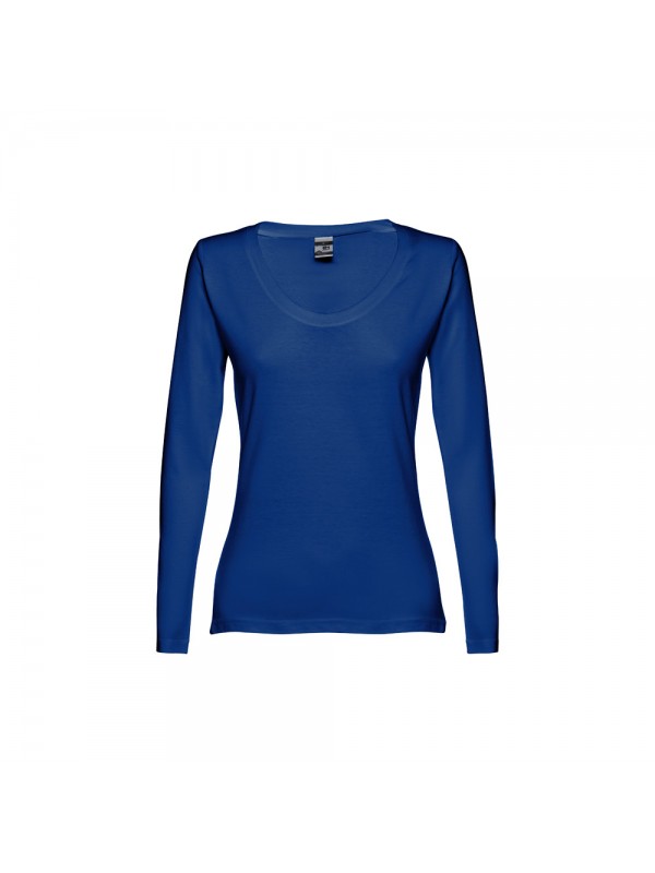 THC BUCHAREST WOMEN. T-shirt da donna sfiancata a maniche lunghe in cotone - Blu reale THC BUCHAREST WOMEN. T-shirt da donna sfiancata a maniche lunghe in cotone - Blu reale