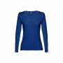 THC BUCHAREST WOMEN. T-shirt da donna sfiancata a maniche lunghe in cotone - Blu reale