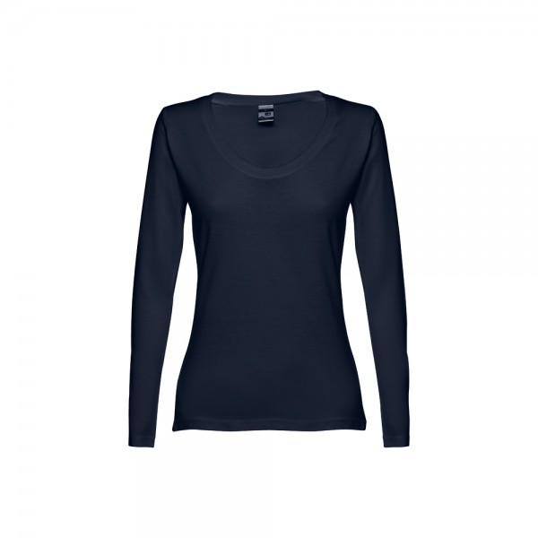 THC BUCHAREST WOMEN. T-shirt da donna sfiancata a maniche lunghe in cotone - Blu scuro