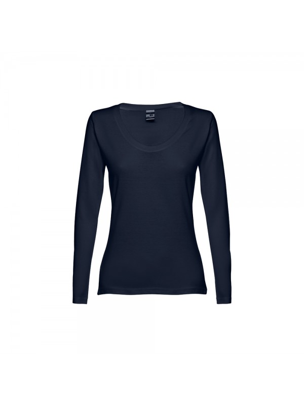 THC BUCHAREST WOMEN. T-shirt da donna sfiancata a maniche lunghe in cotone - Blu scuro THC BUCHAREST WOMEN. T-shirt da donna sfiancata a maniche lunghe in cotone - Blu scuro