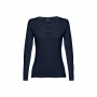 THC BUCHAREST WOMEN. T-shirt da donna sfiancata a maniche lunghe in cotone - Blu scuro