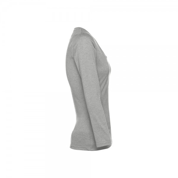 THC BUCHAREST WOMEN. T-shirt da donna sfiancata a maniche lunghe in cotone - Grigio chiaro mélange