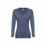 THC BUCHAREST WOMEN. T-shirt da donna sfiancata a maniche lunghe in cotone - Blu mélange