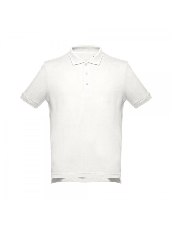 THC ADAM. Polo da uomo in cotone a maniche corte - Bianco pastello