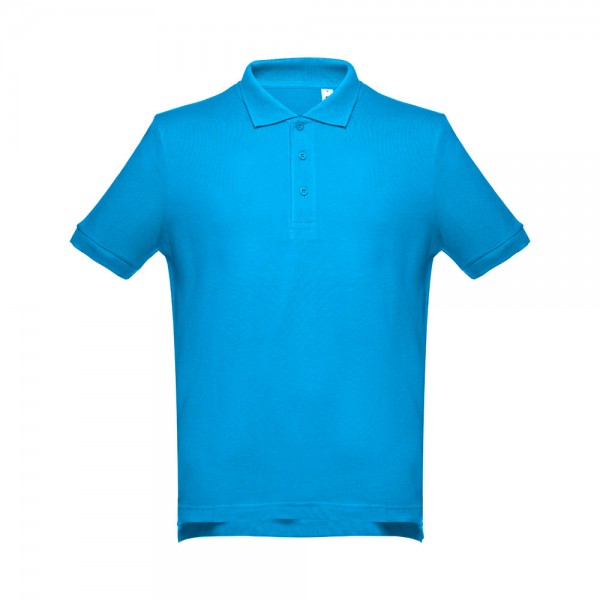 THC ADAM. Polo da uomo in cotone a maniche corte - Azzurro mare