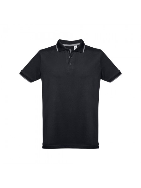 THC ROME. Polo da uomo in cotone bicolore - Nero THC ROME. Polo da uomo in cotone bicolore - Nero
