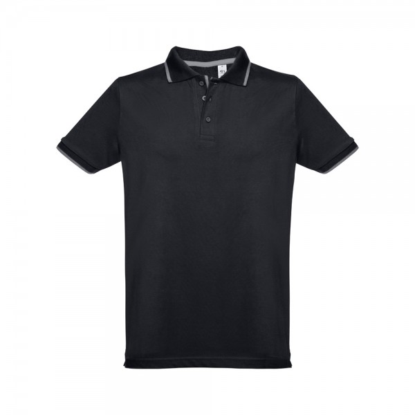 THC ROME. Polo da uomo in cotone bicolore - Nero