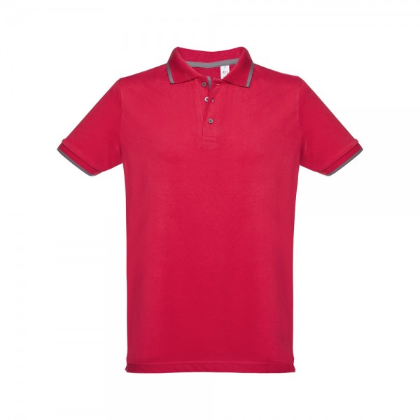 THC ROME. Polo da uomo in cotone bicolore - Rosso