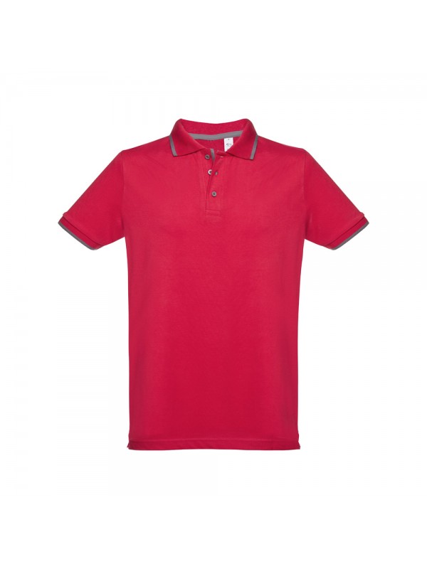 THC ROME. Polo da uomo in cotone bicolore - Rosso THC ROME. Polo da uomo in cotone bicolore - Rosso