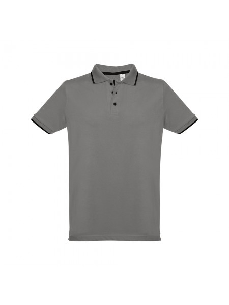 THC ROME. Polo da uomo in cotone bicolore - Grigio THC ROME. Polo da uomo in cotone bicolore - Grigio