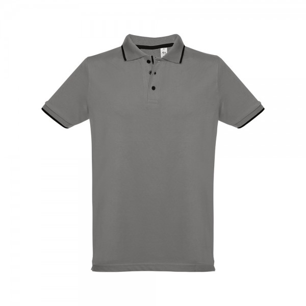 THC ROME. Polo da uomo in cotone bicolore - Grigio
