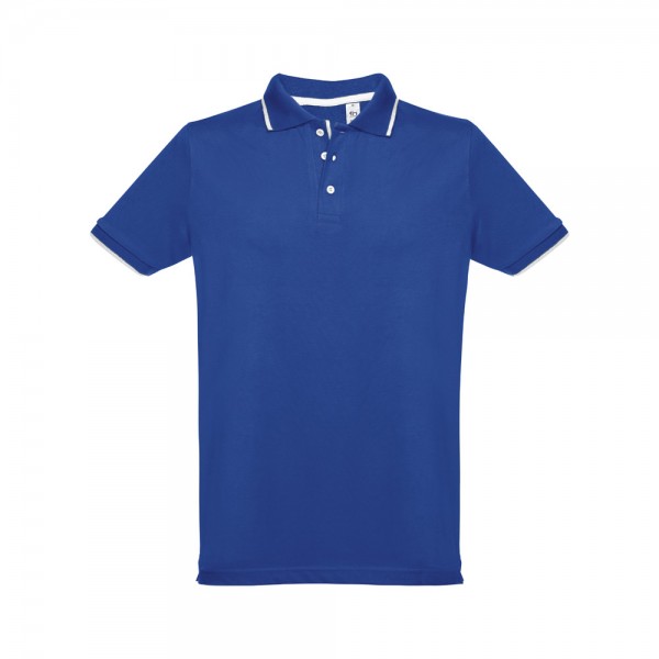 THC ROME. Polo da uomo in cotone bicolore - Blu reale