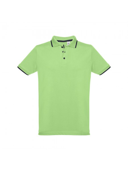 THC ROME. Polo da uomo in cotone bicolore - Verde chiaro THC ROME. Polo da uomo in cotone bicolore - Verde chiaro