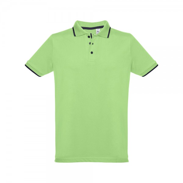 THC ROME. Polo da uomo in cotone bicolore - Verde chiaro