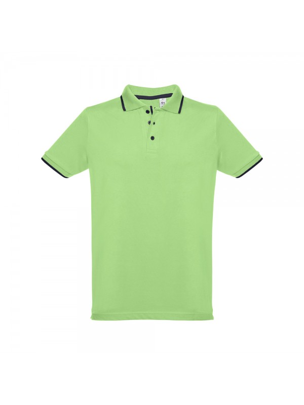 THC ROME. Polo da uomo in cotone bicolore - Verde chiaro THC ROME. Polo da uomo in cotone bicolore - Verde chiaro