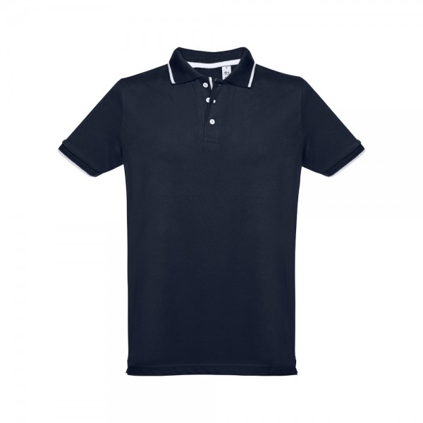 THC ROME. Polo da uomo in cotone bicolore - Blu scuro