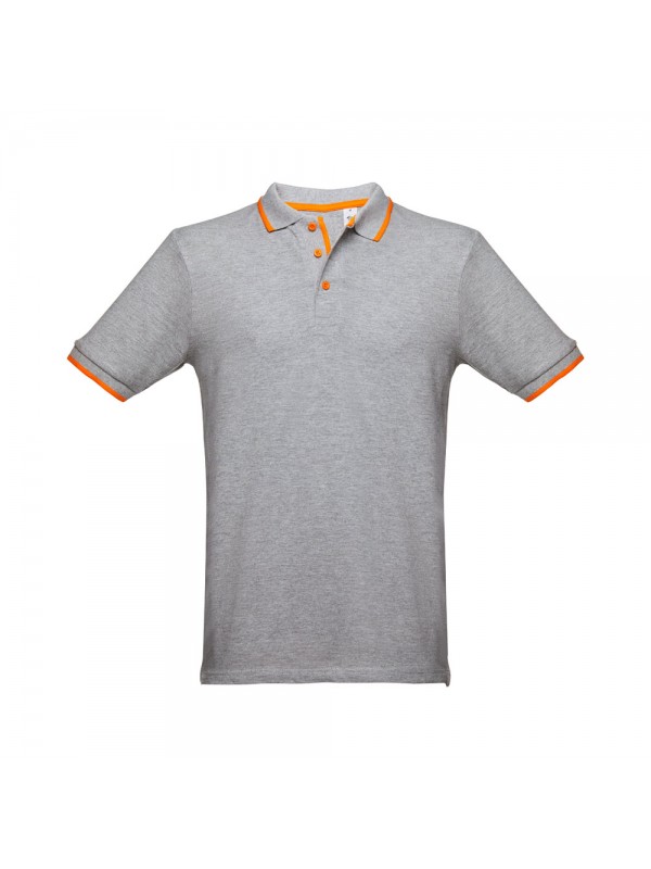 THC ROME. Polo da uomo in cotone bicolore - Grigio chiaro mélange THC ROME. Polo da uomo in cotone bicolore - Grigio chiaro mélange