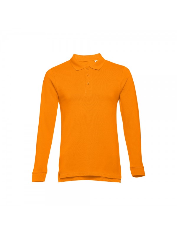 THC BERN. Polo da uomo a maniche lunghe in cotone cardato - Arancione THC BERN. Polo da uomo a maniche lunghe in cotone cardato - Arancione