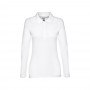 THC BERN WOMEN WH. Polo da donna a manica lunga in cotone cardato - Bianco