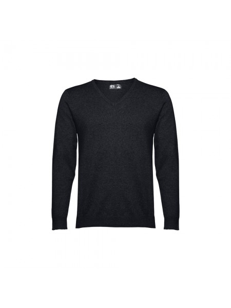 THC MILAN. Pullover da uomo con scollo a V in cotone e poliammide - Nero THC MILAN. Pullover da uomo con scollo a V in cotone e poliammide - Nero