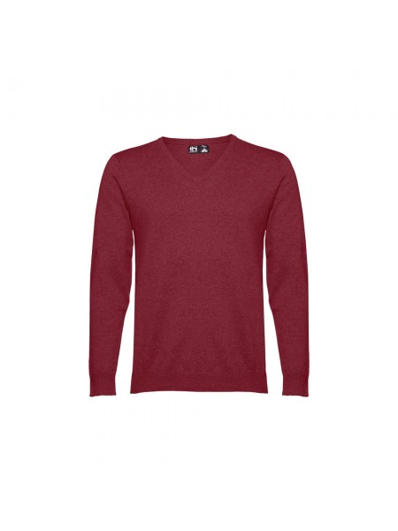 THC MILAN. Pullover da uomo con scollo a V in cotone e poliammide - Bordeaux