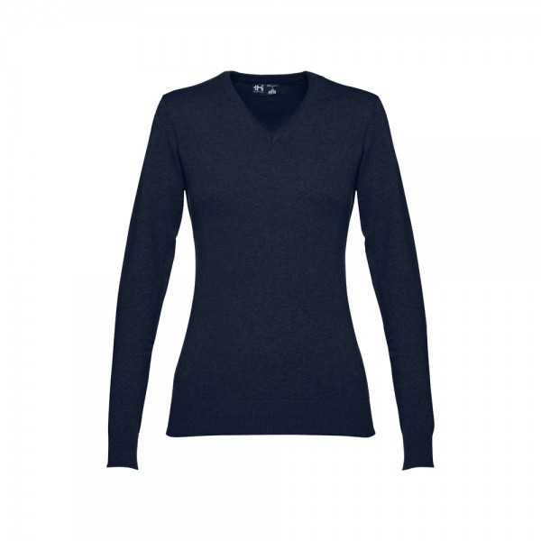 THC MILAN WOMEN. Pullover da donna con scollo a V in cotone e poliammide - Blu scuro