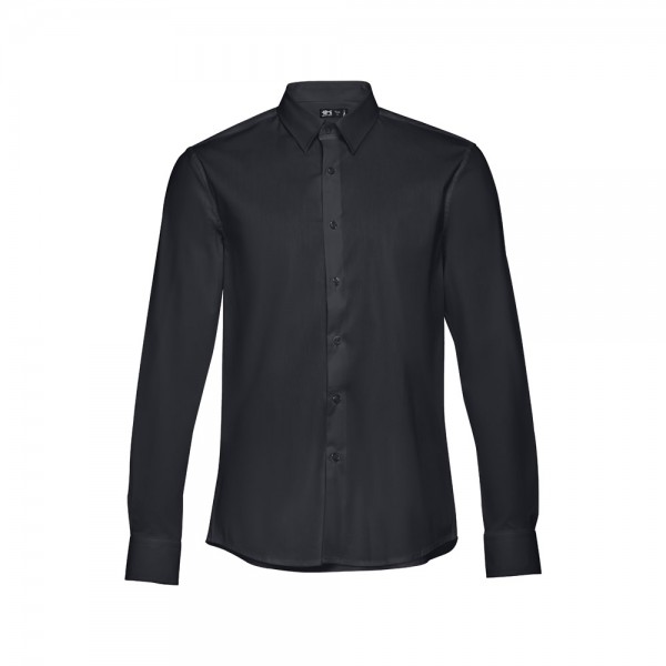 THC PARIS. Camicia da uomo in popeline a maniche lunghe - Nero