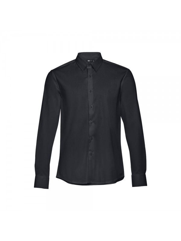 THC PARIS. Camicia da uomo in popeline a maniche lunghe - Nero THC PARIS. Camicia da uomo in popeline a maniche lunghe - Nero