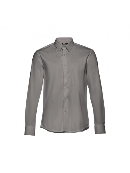 THC PARIS. Camicia da uomo in popeline a maniche lunghe - Grigio THC PARIS. Camicia da uomo in popeline a maniche lunghe - Grigio