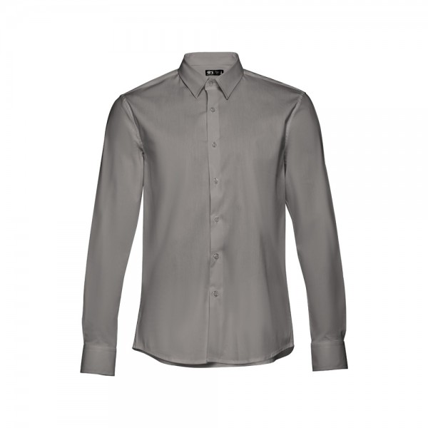 THC PARIS. Camicia da uomo in popeline a maniche lunghe - Grigio