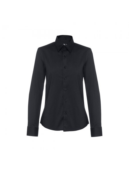 THC PARIS WOMEN. Camicia in popeline a maniche lunghe da donna - Nero THC PARIS WOMEN. Camicia in popeline a maniche lunghe da donna - Nero