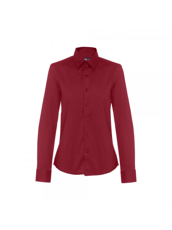 THC PARIS WOMEN. Camicia in popeline a maniche lunghe da donna - Bordeaux THC PARIS WOMEN. Camicia in popeline a maniche lunghe da donna - Bordeaux