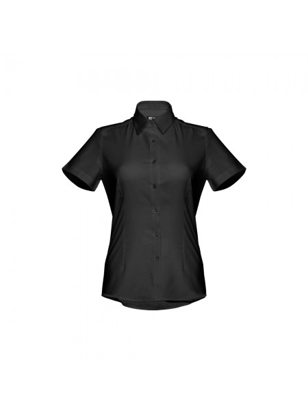 THC LONDON WOMEN. Camicia oxford da donna a maniche corte - Nero THC LONDON WOMEN. Camicia oxford da donna a maniche corte - Nero