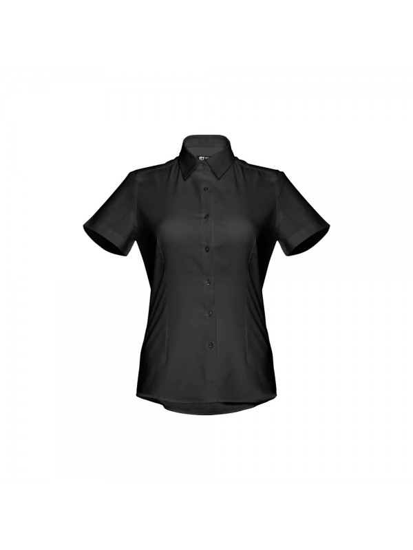 THC LONDON WOMEN. Camicia oxford da donna a maniche corte - Nero THC LONDON WOMEN. Camicia oxford da donna a maniche corte - Nero