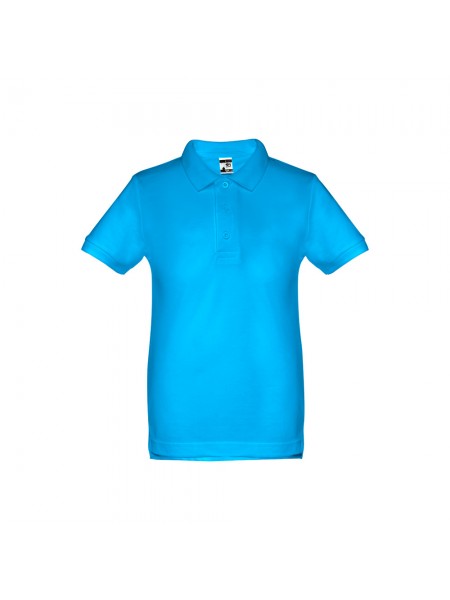THC ADAM KIDS. Polo in cotone a maniche corte per bambini (unisex) - Azzurro mare THC ADAM KIDS. Polo in cotone a maniche corte per bambini (unisex) - Azzurro mare