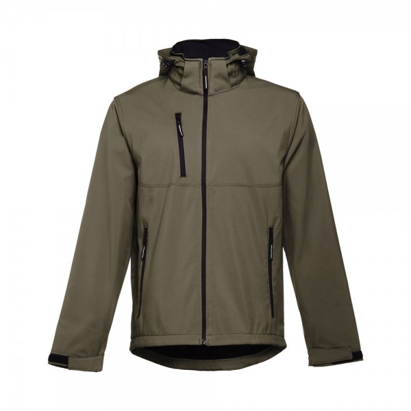 THC ZAGREB. Giacca softshell da uomo in poliestere ed elastan - Verde militare